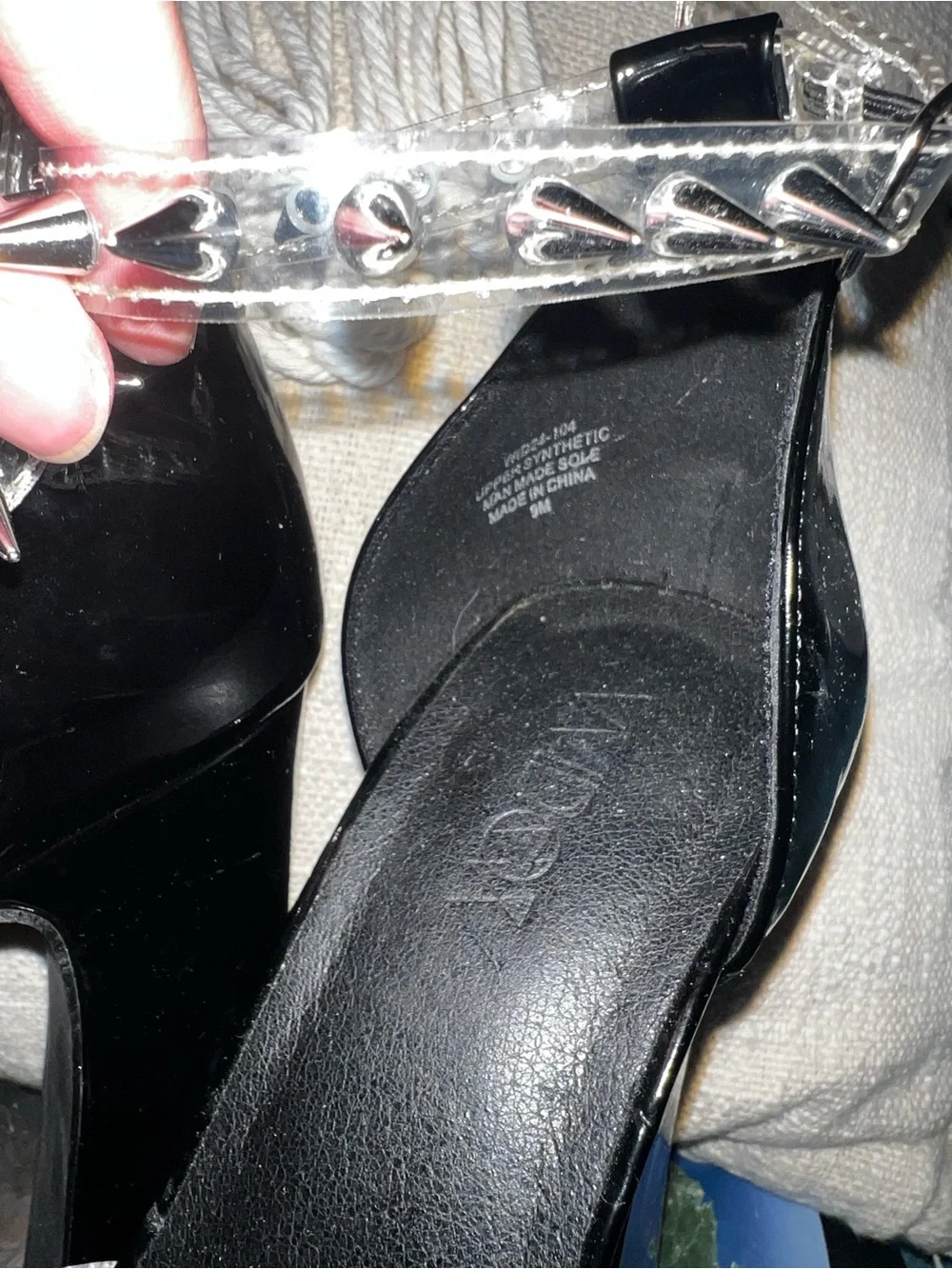 Widow Dolls Kill Black Patent Spike Platform Heels with Silver Studs